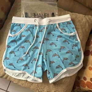 NWT MEN’s JJ Malibu Dolphins 5” short in size SMALL (28-30)